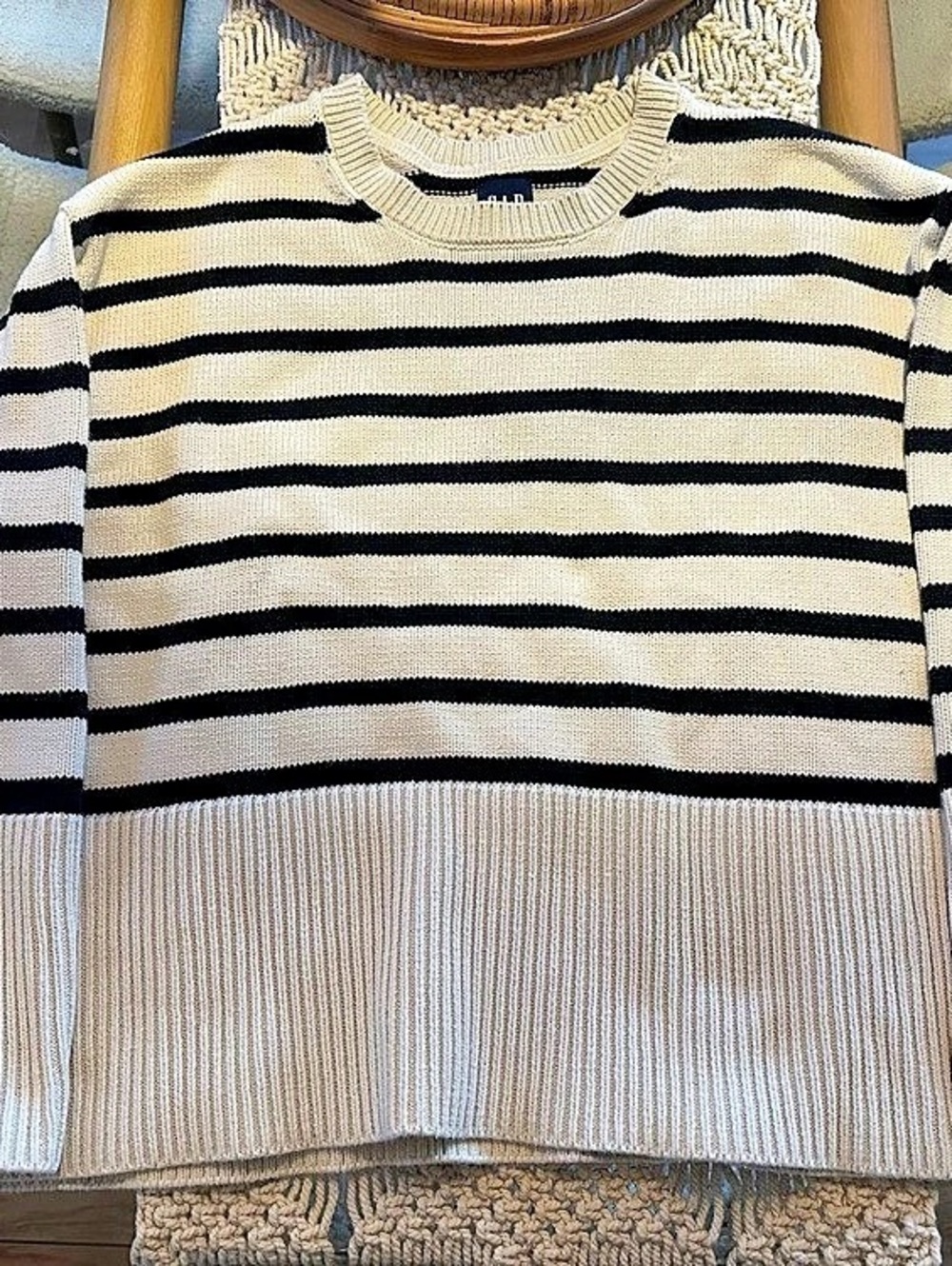 GAP Striped Crewneck Sweater Striped Cotton Crewneck Sweater Medium